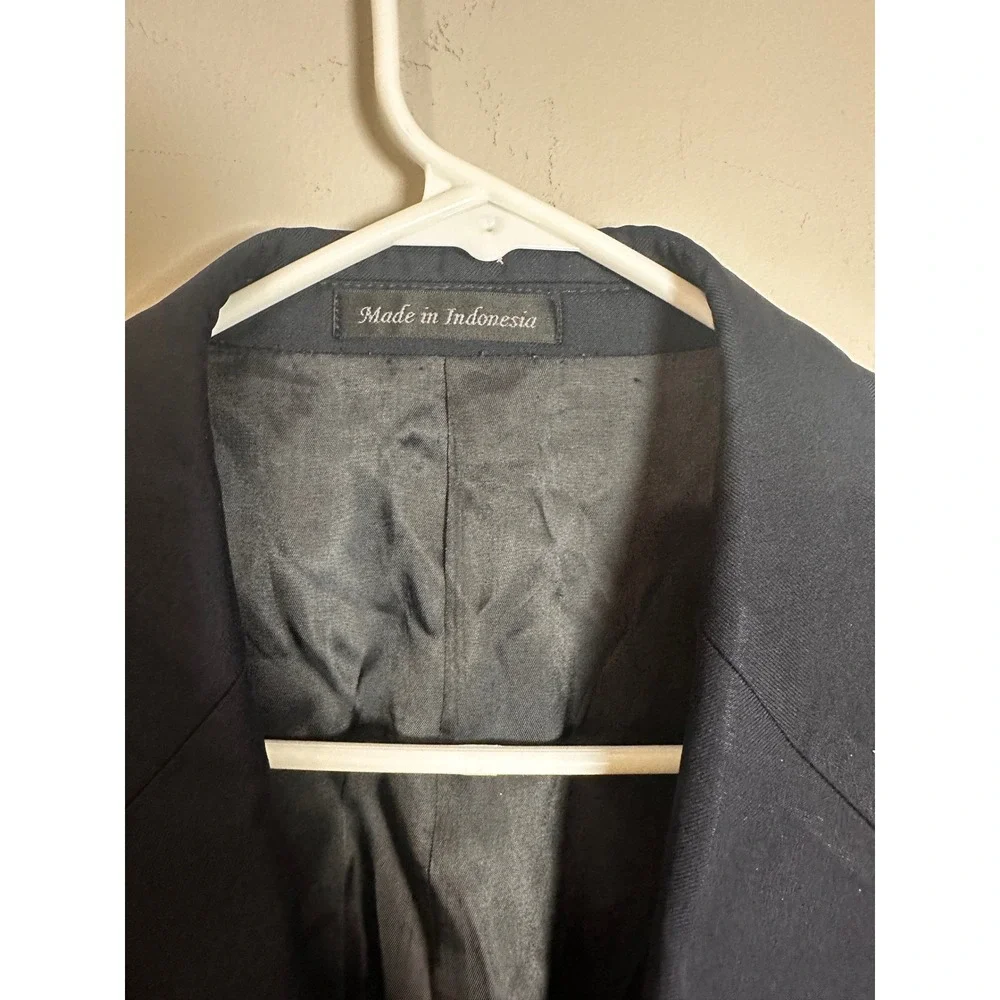 Michael Kors Mens Navy Blue 100% Wool Blazer Silver Crest Buttons 42R Sport Coat